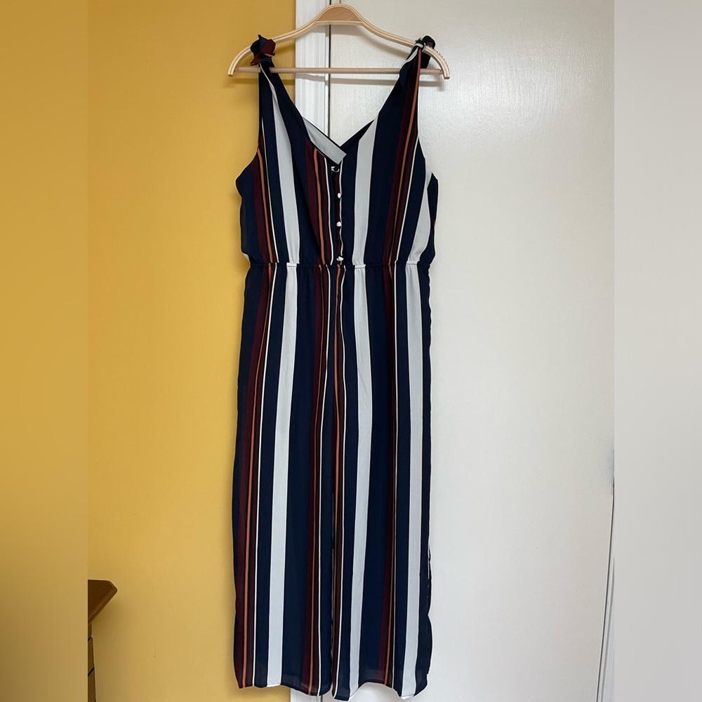 Sienna Sky Women’s Large Short Sleeved Striped Jumpsuit Romper